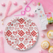 Valentinstag Liebe Rosa, Rot und Weiß Muster Pappteller (Party)
