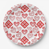 Valentinstag Liebe Rosa, Rot und Weiß Muster Pappteller (Vorderseite)