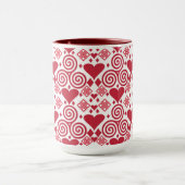 Valentinstag Liebe Rosa, Rot und Weiß Muster Tasse (Zentrum)