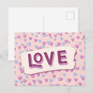 Valentinstag Liebe Rosa und Blaue Herzen Postkarte