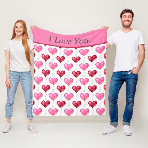 Valentinstag-Liebe Rosa und Rotes Herz Fleecedecke