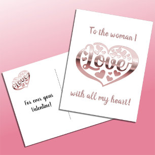 Valentinstag Liebe Rose aus Metall, weiß Feiertagspostkarte