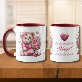Valentinstag Liebe Rose Bär Tasse
