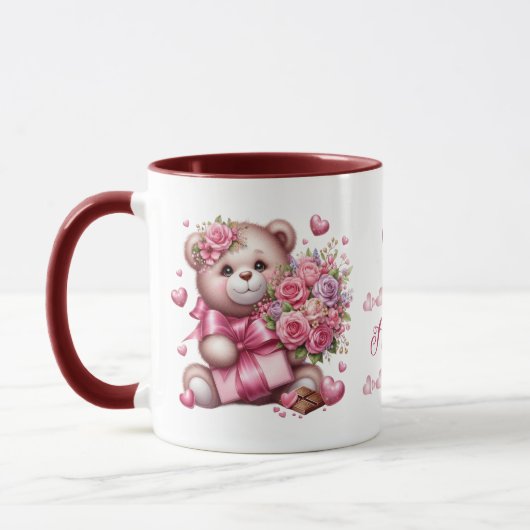 Valentinstag Liebe Rose Bär Tasse (Links)