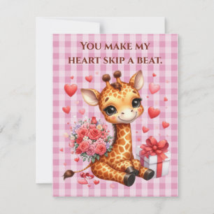 Valentinstag Liebe Rose Bouquet Giraffe Feiertagskarte