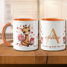 Valentinstag Liebe Rose Bouquet Giraffe Tasse