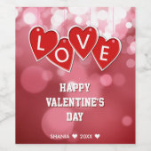 Valentinstag Liebe Rotes Herz Weinetikett (Einzelnes Label)