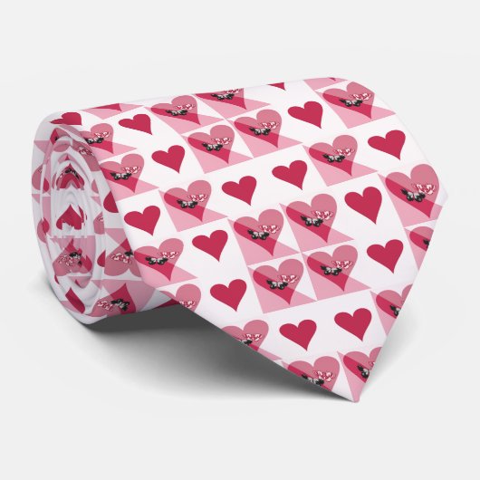 Valentinstag Liebe Rotes Rosa Muster Krawatte (Gerollt)