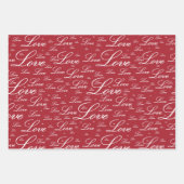 Valentinstag "Liebe" Rottypografie Muster Geschenkpapier Set (Vorderseite 2)