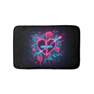 Valentinstag Liebe schmerzt Neon Heart Badematte