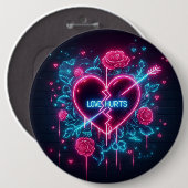 Valentinstag Liebe schmerzt Neon Heart Button (Vorne & Hinten)