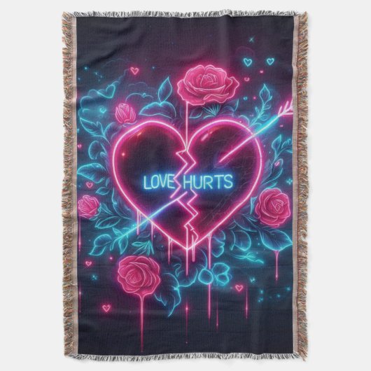 Valentinstag Liebe schmerzt Neon Heart Decke (Vorderseite Vertikal)