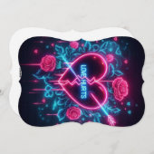 Valentinstag Liebe schmerzt Neon Heart Feiertagskarte (Vorne/Hinten)
