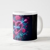 Valentinstag Liebe schmerzt Neon Heart Jumbo-Tasse (Vorderseite Rechts)