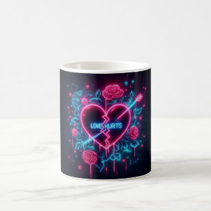 Valentinstag Liebe schmerzt Neon Heart Kaffeetasse