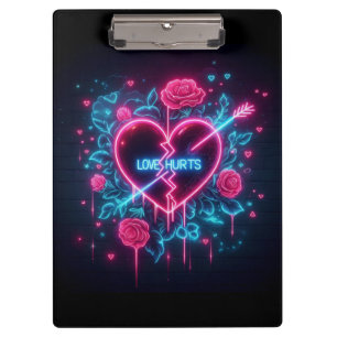 Valentinstag Liebe schmerzt Neon Heart Klemmbrett