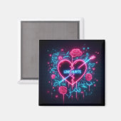 Valentinstag Liebe schmerzt Neon Heart Magnet (Vorderseite/Rückseite)