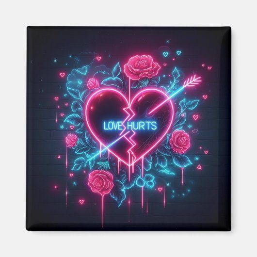 Valentinstag Liebe schmerzt Neon Heart Magnet (Vorne)