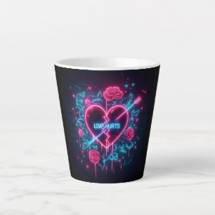 Valentinstag Liebe schmerzt Neon Heart Milchtasse