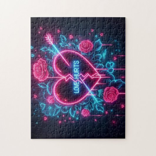 Valentinstag Liebe schmerzt Neon Heart Puzzle (Vertikal)