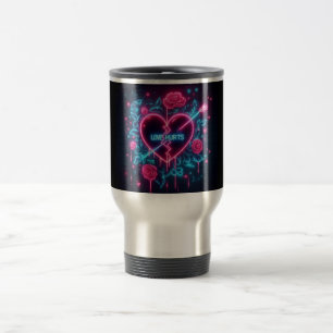 Valentinstag Liebe schmerzt Neon Heart Reisebecher