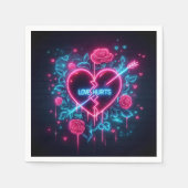 Valentinstag Liebe schmerzt Neon Heart Serviette (Vorderseite)