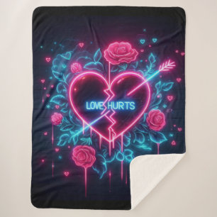 Valentinstag Liebe schmerzt Neon Heart Sherpadecke