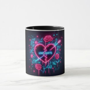 Valentinstag Liebe schmerzt Neon Heart Tasse