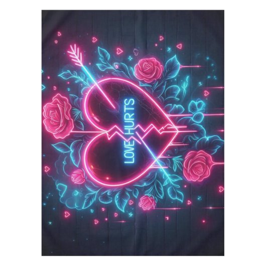 Valentinstag Liebe schmerzt Neon Heart Tischdecke (Vorderseite)
