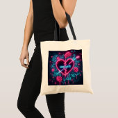 Valentinstag Liebe schmerzt Neon Heart Tragetasche (Vorderseite (Produkt))