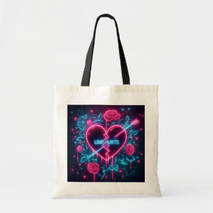 Valentinstag Liebe schmerzt Neon Heart Tragetasche
