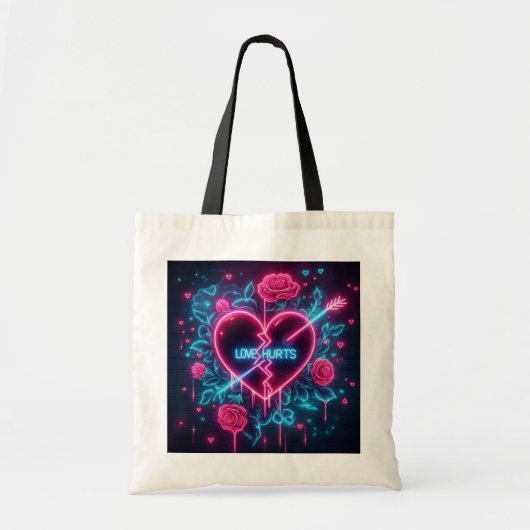 Valentinstag Liebe schmerzt Neon Heart Tragetasche (Vorne)