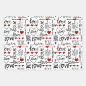 VALENTINSTAG LIEBE SCRIPT HEARS & LIPS GESCHENKPAPIER SET (Vorderseite 3)