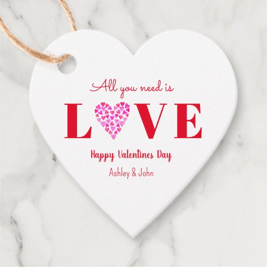 Valentinstag Liebe Script Red Heart Geschenkanhänger (Vorderseite)