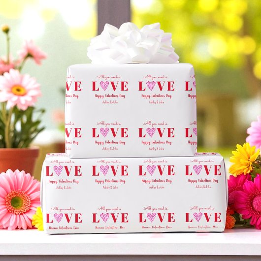 Valentinstag Liebe Skript Herz Red White Geschenkpapier
