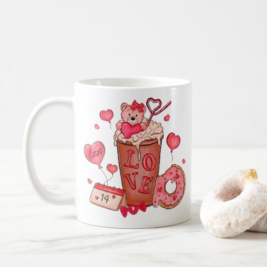 Valentinstag Liebe Tasse (Mit Donut)