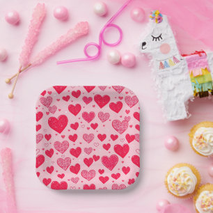 Valentinstag Liebe-Valentinstag Herzen Pappteller