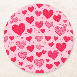 Valentinstag Liebe-Valentinstag Herzen Runder Pappuntersetzer