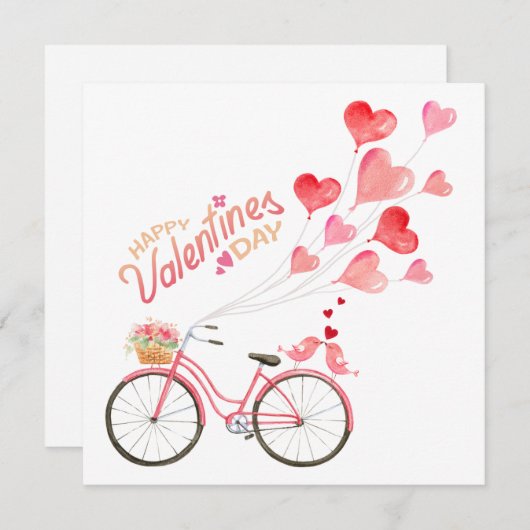 Valentinstag Liebe Vögel mit Fahrrad Feiertagskarte (Vorne/Hinten)