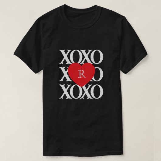 Valentinstag Liebe xoxo Initial T-Shirt (Design vorne)