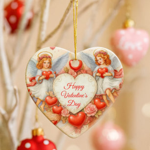 Valentinstag-Liebes-Cherub-Engel  Keramik Ornament