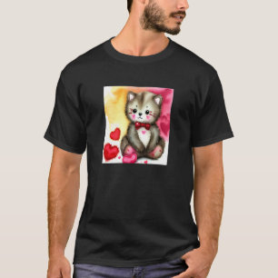Valentinstag Liebes Herz Katze Teddy Freundin Fi T-Shirt