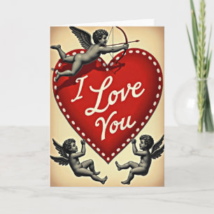 Valentinstag-Liebesherz-Cupid-Karte Karte