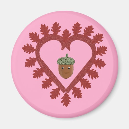 Valentinstag Liebesherz Eichel Magnet (Vorne)