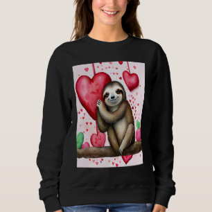Valentinstag Liebesherz Faultier Freundin Verlobte Sweatshirt