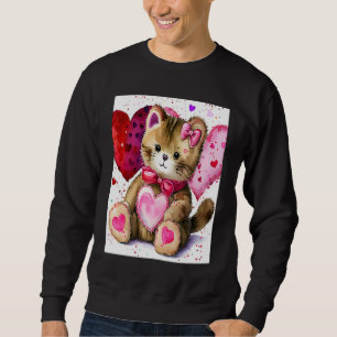 Valentinstag Liebesherz Katze Teddy Freundin Fi Sweatshirt