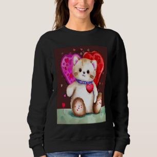 Valentinstag Liebesherz Katze Teddy Freundin Fi Sweatshirt