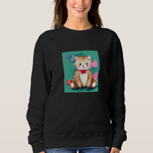 Valentinstag Liebesherz Katze Teddy Freundin Fi Sweatshirt