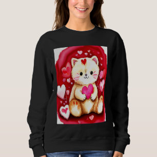 Valentinstag Liebesherz Katze Teddy Freundin Fi Sweatshirt