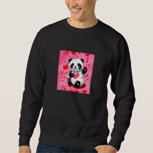 Valentinstag Liebesherz Panda Freundin Verlobter Sweatshirt (Vorderseite)